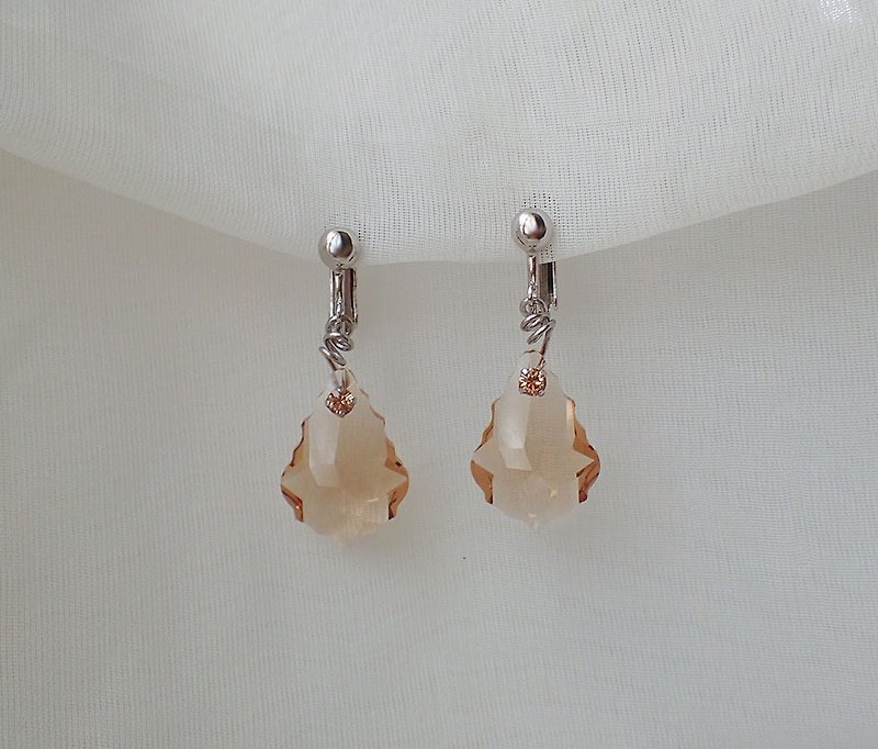 earrings with Baroque, SWAROVSKI ELEMENTS - Earrings & Clip-ons - Glass Khaki