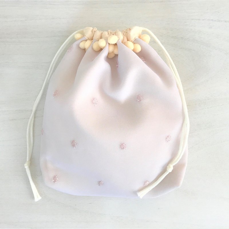 Milky Chiffon Lamellame Dot Embroidery Drawstring Pouch Light Lavender - Toiletry Bags & Pouches - Polyester Purple