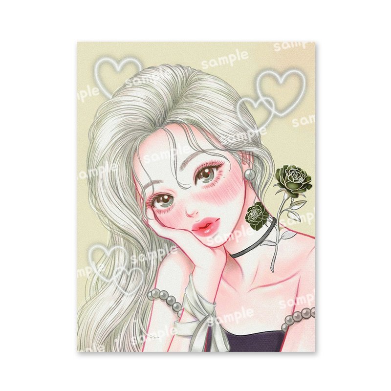 black rose postcard - 卡片/明信片 - 紙 