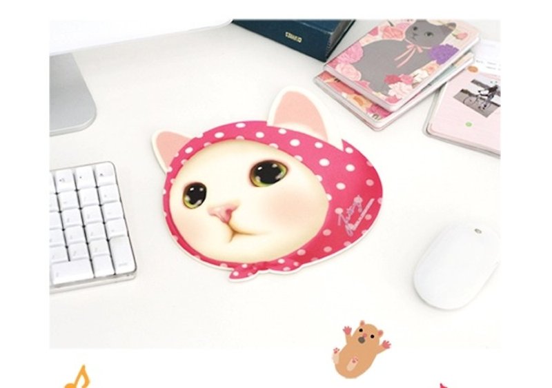 Choo choo sweet cat friends mouse pad _Pink hood J1410303 - Mouse Pads - Plastic Multicolor