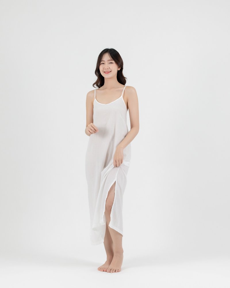 Long Cotton Slip Dress, Camisole Dress - One Piece Dresses - Cotton & Hemp Multicolor