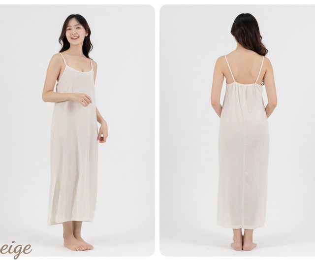 Long Cotton Slip Dress, Camisole Dress - Shop aleya-craft One