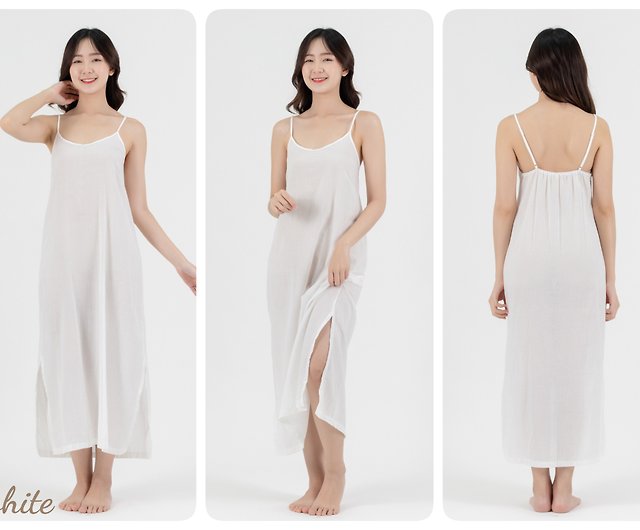 Long Cotton Slip Dress, Camisole Dress - Shop aleya-craft One