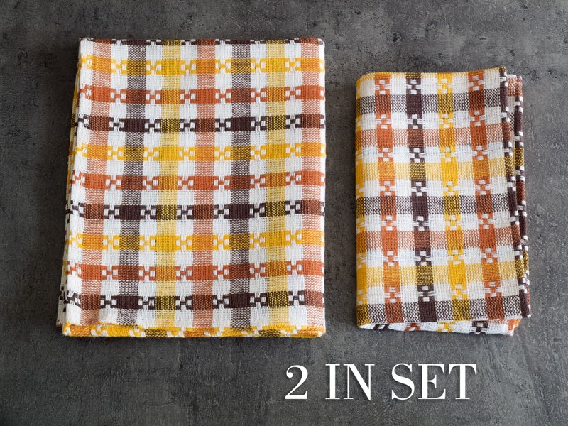 Linen striped tea towel 2 in set 70 x 43 cm with hanging loop 100