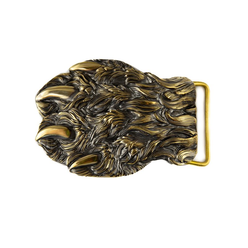 Wolf Paw brass belt buckle,Paw with claws,wolftrack,beast paw large belt buckle - 皮帶/腰帶 - 其他材質 金色