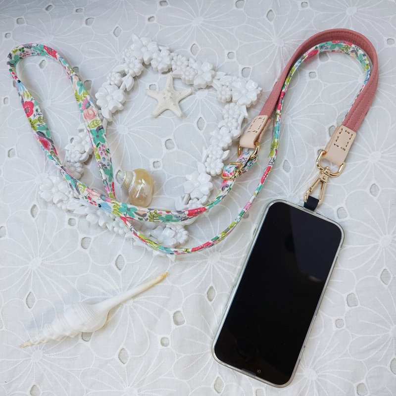 三合一多功能玫瑰粉色韓國棉布手機斜背繩/斜背帶/背繩/ - 手機掛繩/背帶 - 棉．麻 粉紅色