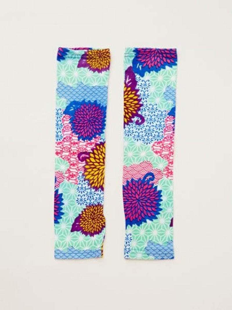 Floral pattern anti-UV sunscreen gloves. MINT spot - Other - Cotton & Hemp Multicolor