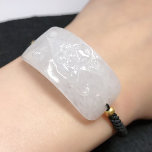 瓔珞翡翠 冰種翡翠福牌編織手鍊 | 天然緬甸A貨翡翠 | 送禮