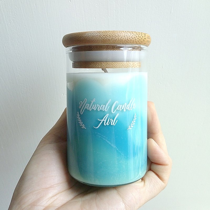Silent Mountain Green & Blue | Natural Soywax Candle | Chamomile & Ginger Lily - เทียน/เชิงเทียน - แก้ว สีเขียว