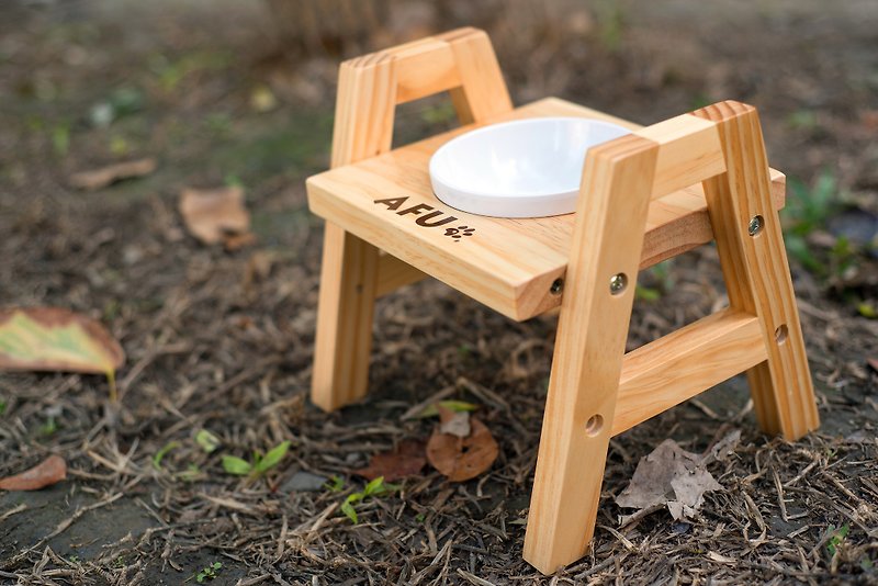 【AFU】御用 單口原木餐桌 - 寵物碗/碗架/自動餵食器 - 木頭 