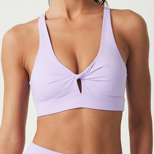 SILVERWIND SILVERWIND紫色純色前幅鏤空運動上衣跑步健身美背文胸瑜伽服背心