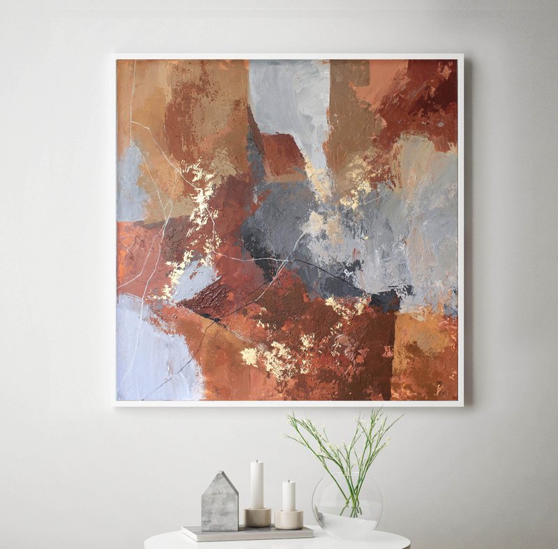 Terracotta painting Abstract | Terracotta Abstract Painting | Fancy - 壁貼/牆壁裝飾 - 棉．麻 橘色