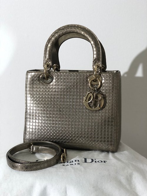 Delivered directly from Japan, brand name used packaging] Christian Dior  Dior Medium Micro Cannage Leather 2WAY Shoulder Bag Bronze dhuimx - Shop  solo-vintage Messenger Bags & Sling Bags - Pinkoi