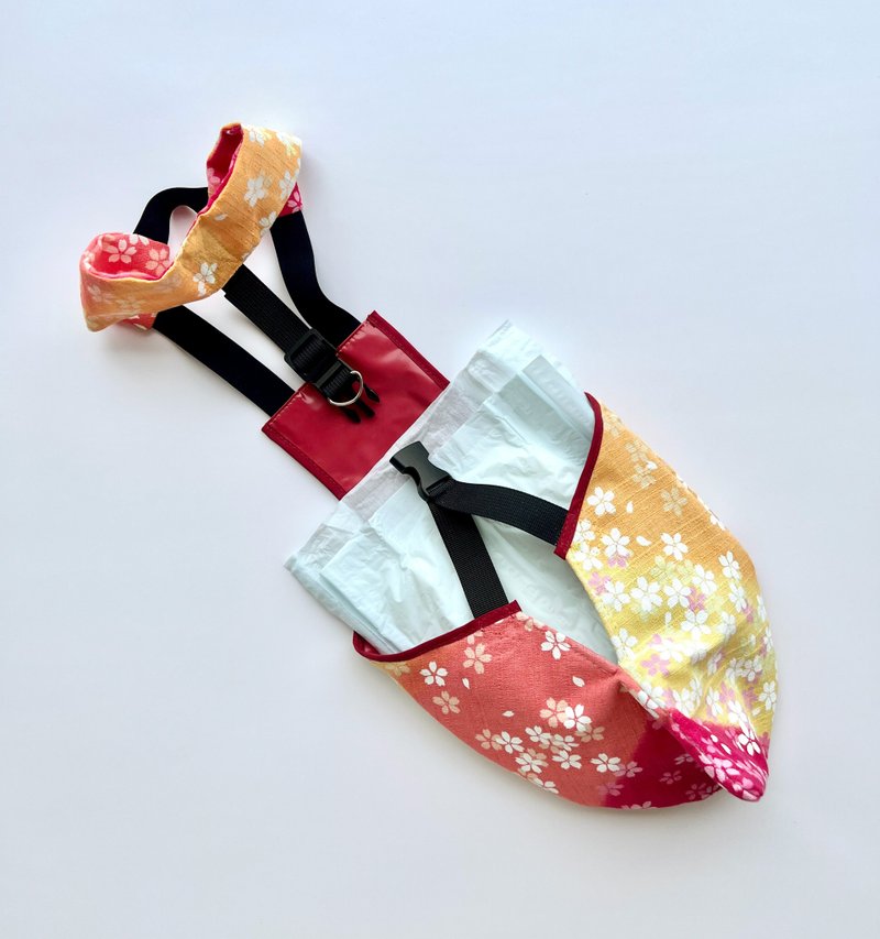 Duck & Goose Diaper Suit (Sakura-print fabric) - 寵物衣服 - 棉．麻 粉紅色