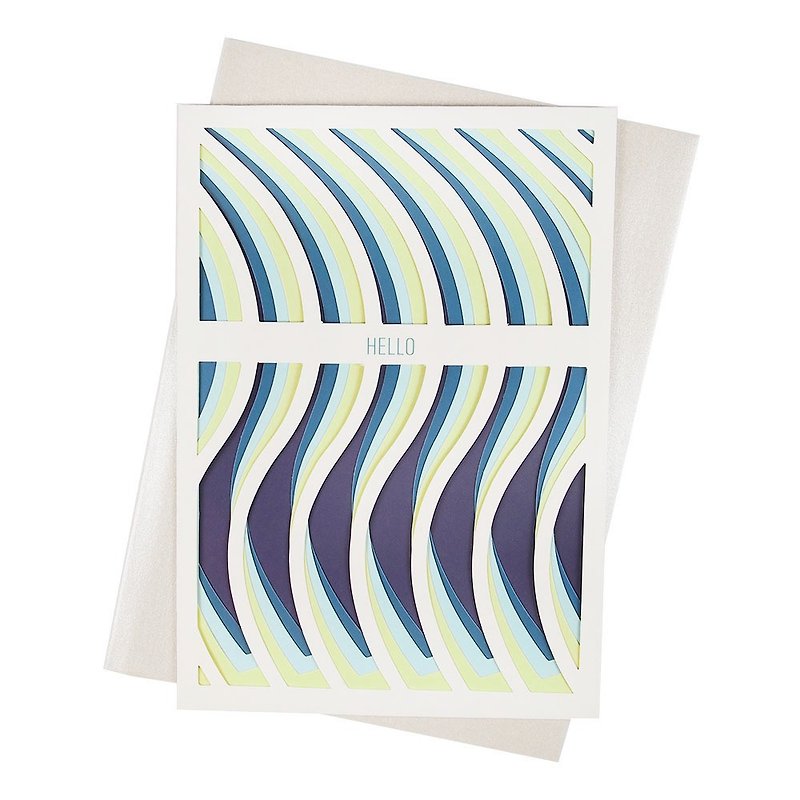 問候波紋【Up With Paper Luxe-立體切割卡片 多用途】 - 卡片/明信片 - 紙 藍色