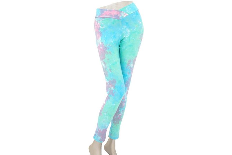 Superb comfort! Uneven dyed stretch leggings Long pants <mint Blue Pink> - Women's Pants - Other Materials Blue