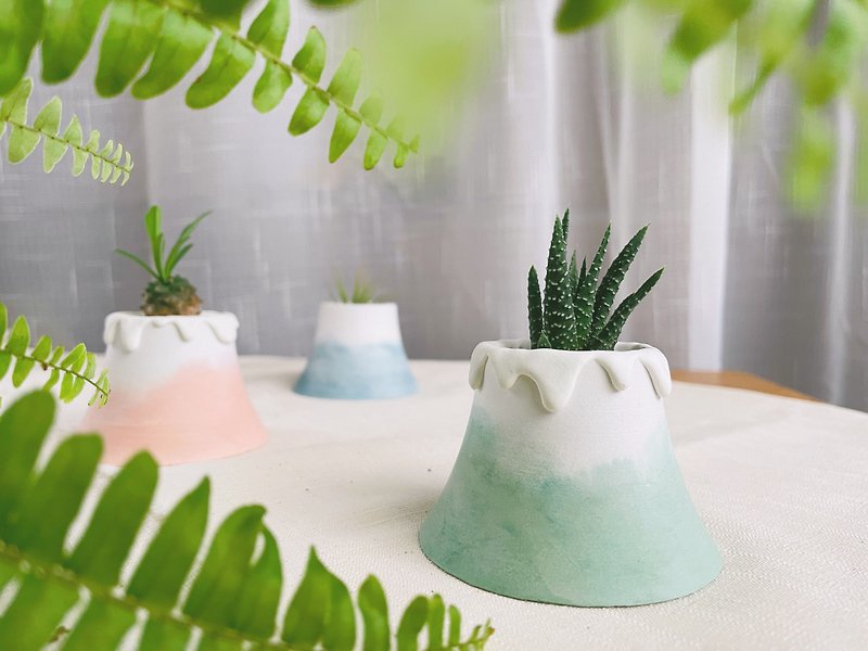 Shanlaan Special Collection - Matcha Mountain | Succulent / Cactus / Air Pineapple Cement Potted Plants - Plants - Cement Green