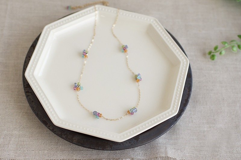 14kgf-Bouquet Necklace - Necklaces - Gemstone Multicolor