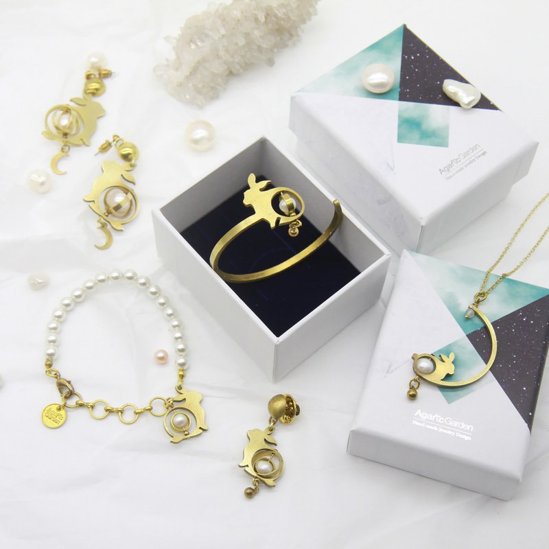 新年福袋 玉兔珍珠飾品多件組合 Pearl Bunny Lucky bag - 手鍊/手環 - 銅/黃銅 