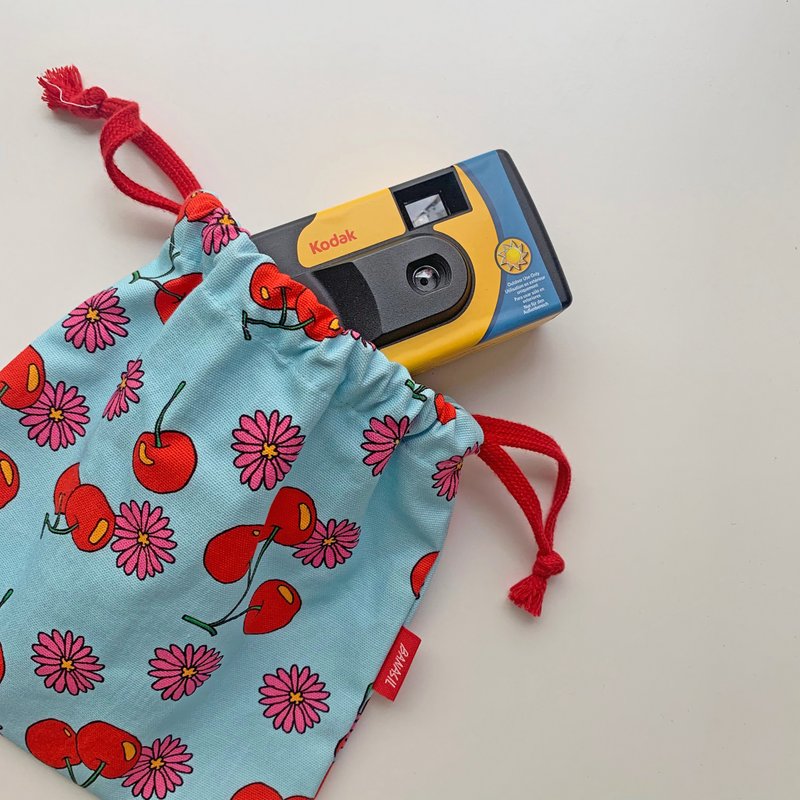 NemoNemo Pouch_Cherry&Daisy Blue - Toiletry Bags & Pouches - Cotton & Hemp Multicolor