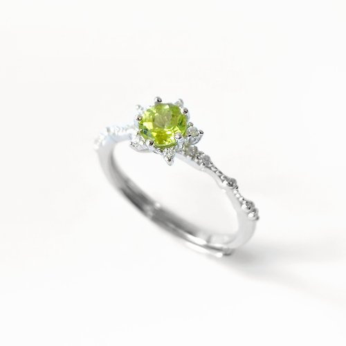 Nature¹¹ ✦ 100%天然水晶(無加工) 2件85折 | 美國橄欖石純銀戒指 (全淨體VS級)
