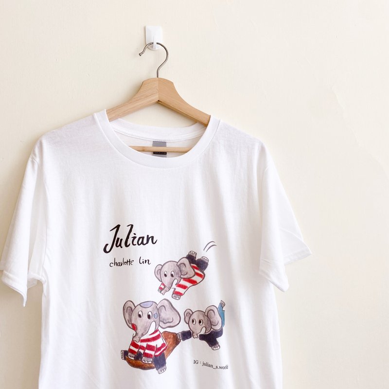 【Charlotte Lin 林曉柔】純棉T恤・快樂滑草款 - 女 T 恤 - 棉．麻 白色