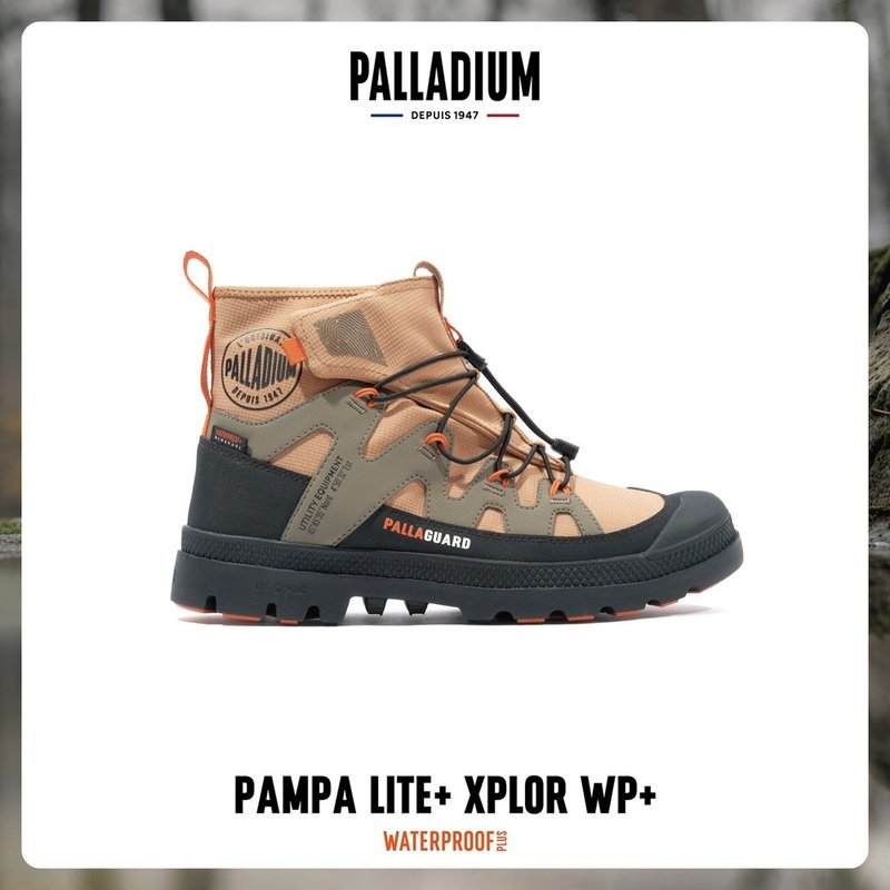 PALLADIUM  PAMPA LITE+ XPLOR WP+快穿防水靴 男女款 棕黑 74383 - 雨鞋/防水鞋 - 其他材質 