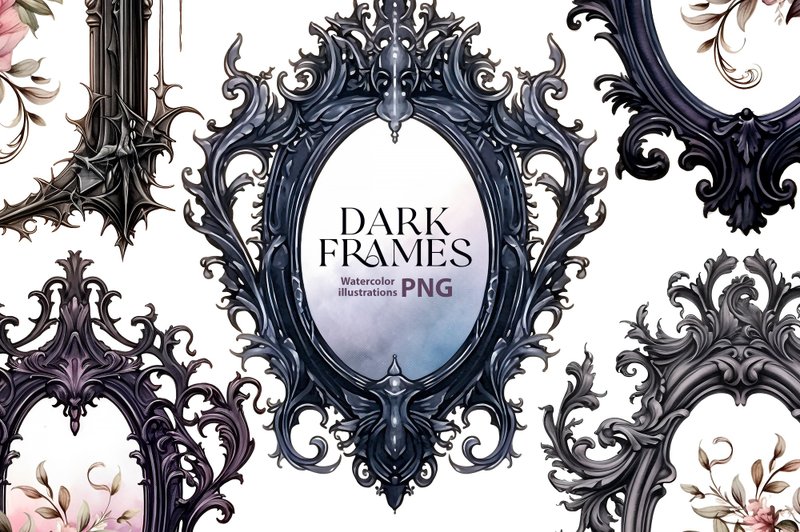 Watercolor HALLOWEEN cliparts Dark Victorian Frame Clipart Watercolor gothic png - 其他數位設計 - 其他材質 
