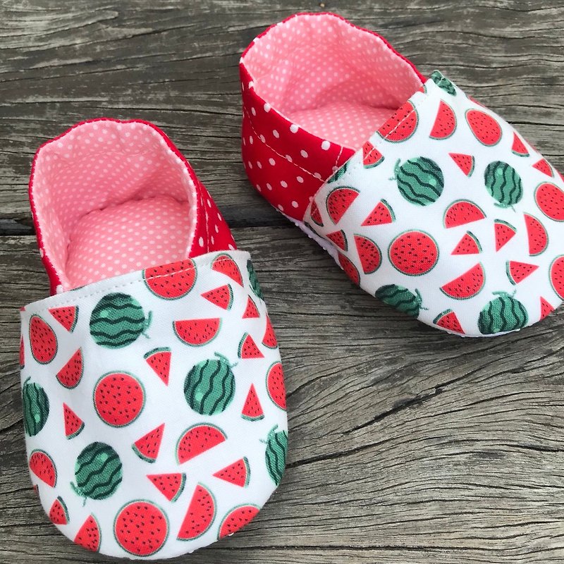 Little Watermelon Toddler Shoes-Baby Shoes - รองเท้าเด็ก - ผ้าฝ้าย/ผ้าลินิน สีแดง