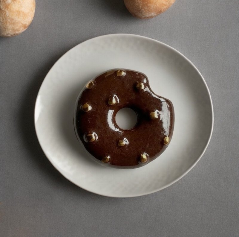 Ceramic brooch chocolate donut #2 - Brooches - Pottery Brown