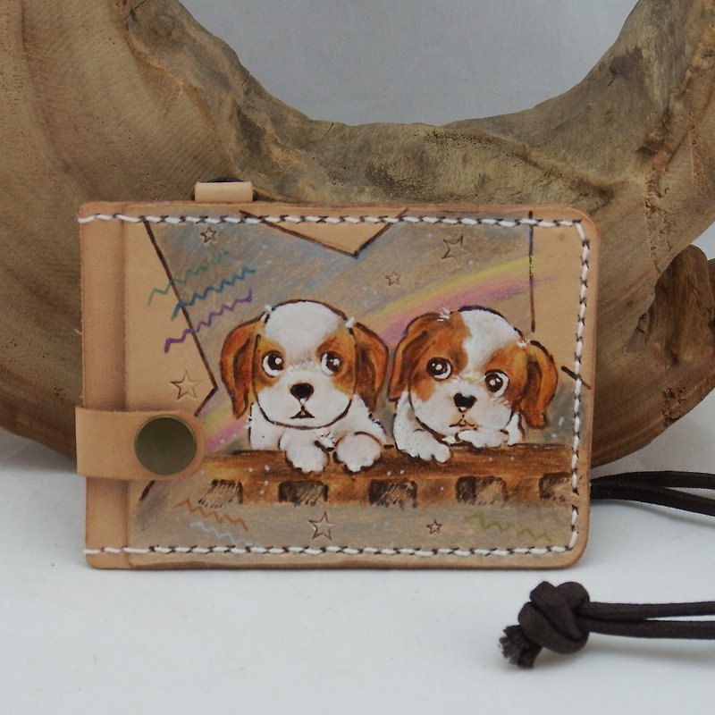Three-layer leather card holder ID holder best partner Mao Xiao - ที่ใส่บัตรคล้องคอ - หนังแท้ สีนำ้ตาล
