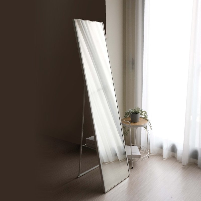 Juran Home | Thin Standing Mirror (Snowflake White Sand) Versatile Industrial Style Full-length Mirror Coat Mirror - Other Furniture - Glass White