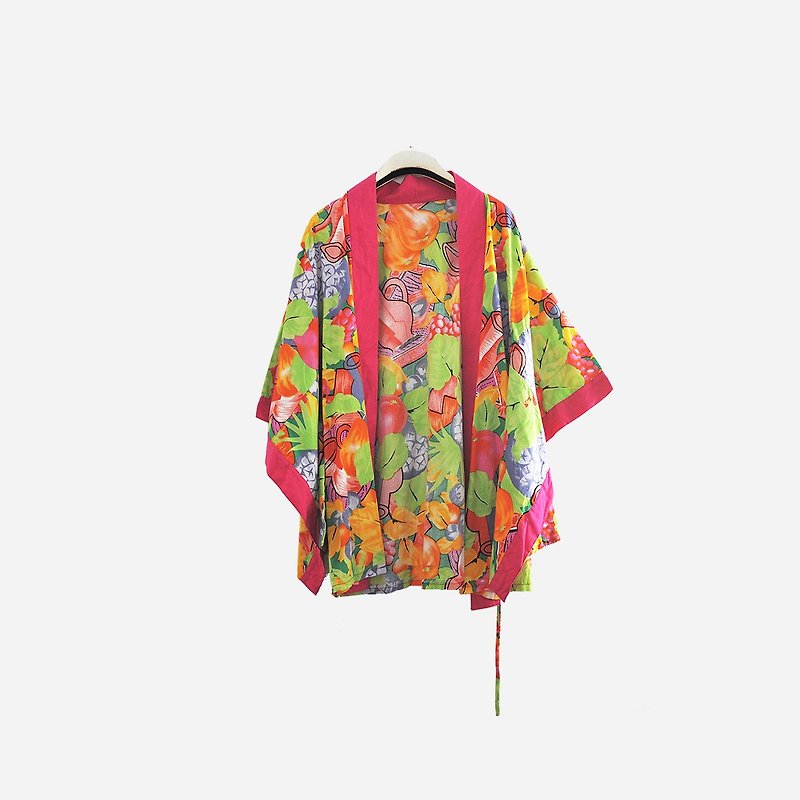 Dislocation vintage / printed cardigan kimono jacket no.919 vintage - เสื้อแจ็คเก็ต - ผ้าฝ้าย/ผ้าลินิน หลากหลายสี
