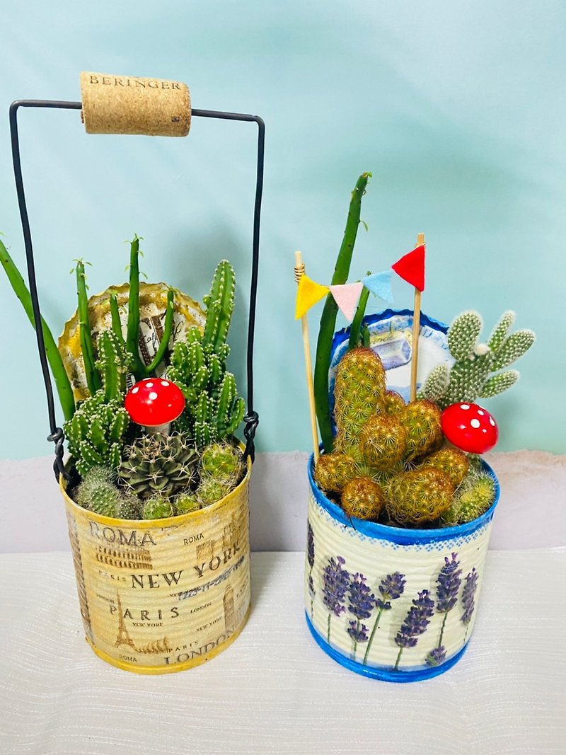 Hand-made groceries DIY tin cans hand-made Diegu Bart distressed tin cans - Plants - Other Materials 