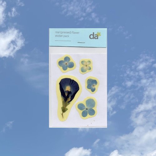 darida-studio dried flower sticker (blue flower, butterfly pea)