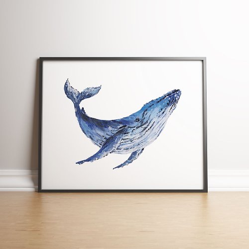 MINIMstudio 【藍鯨】限量版複製畫 | 鯨魚厚塗藝術掛畫 | 哺乳動物空間裝飾