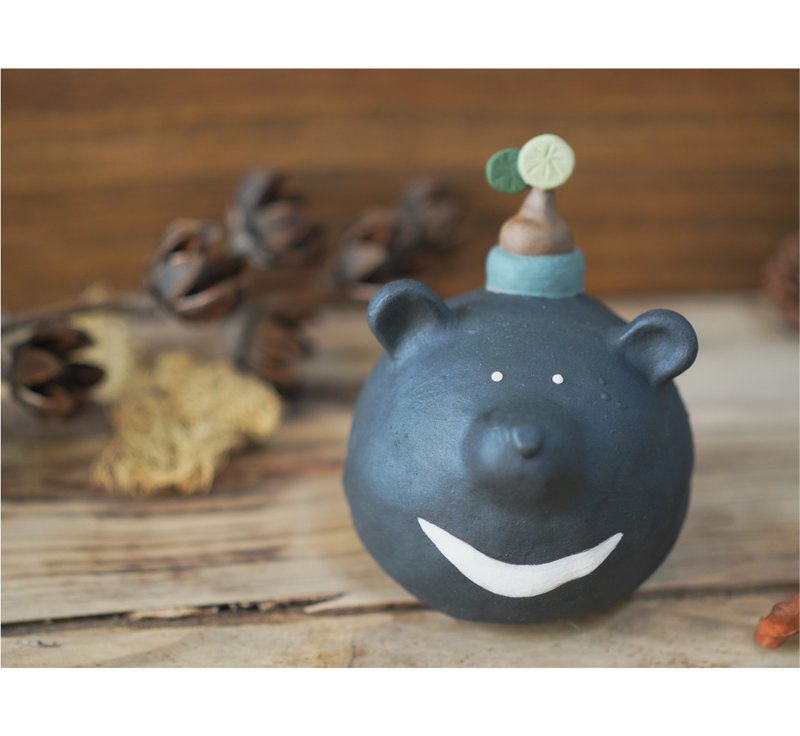 圓葉山烏龜・台灣黑熊 - 擺飾/家飾品 - 陶 黑色