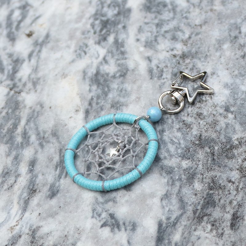 Star‧Star Wish丨Gift Handmade Braided Dreamcatcher Bag Charm Keychain-Clear Sky Blue - อื่นๆ - วัสดุอื่นๆ สีน้ำเงิน