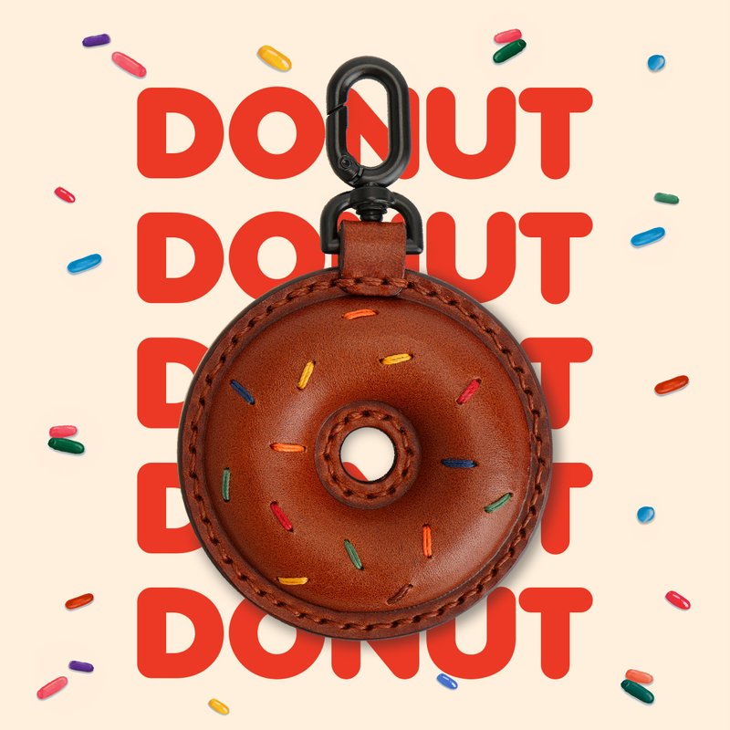 GOURTURE - Donut Easy Card/All-in-One Card/Keychain/Pendant/Vegetable Tanned Leather - Keychains - Genuine Leather Brown