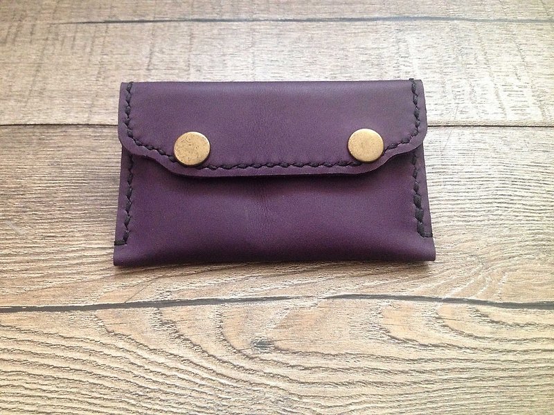 POPO│ purple credit card │ │ pure leather jacket - ที่ใส่บัตรคล้องคอ - หนังแท้ สีม่วง