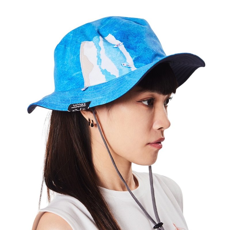 [Towards the Waves Series] Ocean Surf Double-sided Bucket Hat - Hats & Caps - Polyester Blue