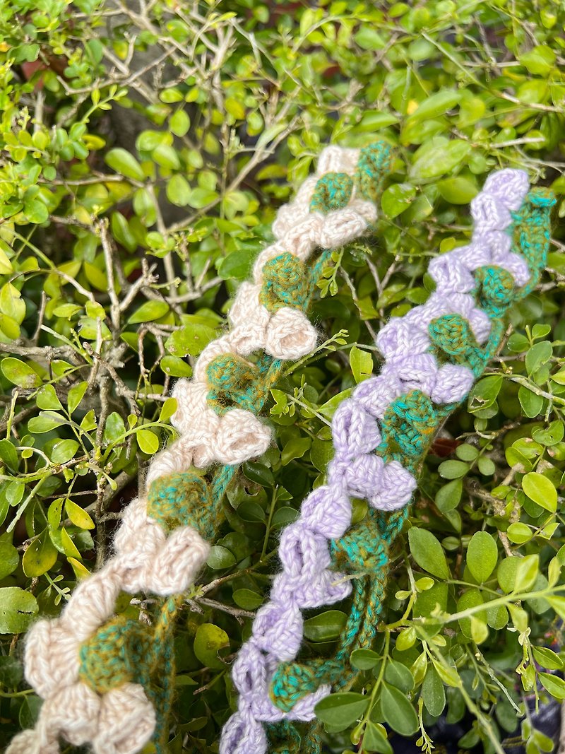 【兔貝兒】春夏森林系髮帶~米色/淺紫 兩色 - 髮飾 - 棉．麻 白色