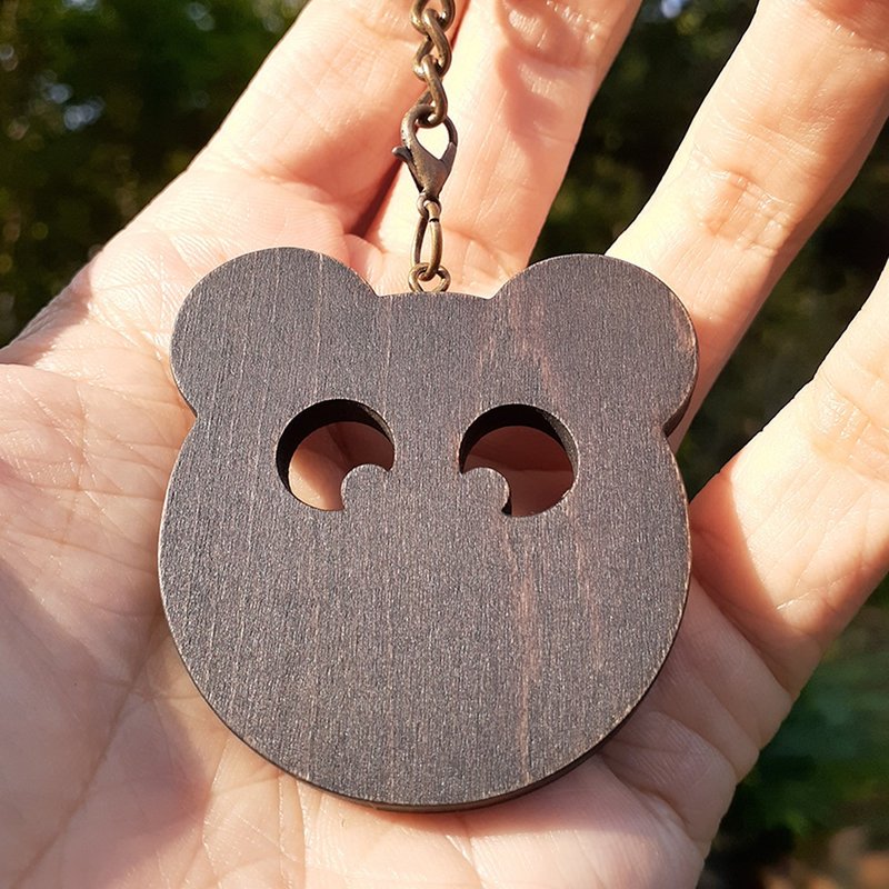 Handmade wooden creative key ring funny bear - ที่ห้อยกุญแจ - ไม้ สีนำ้ตาล