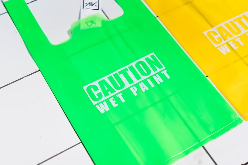 【โปร 11.11】 Plastic Bag / Caution Wet Paint / Green
