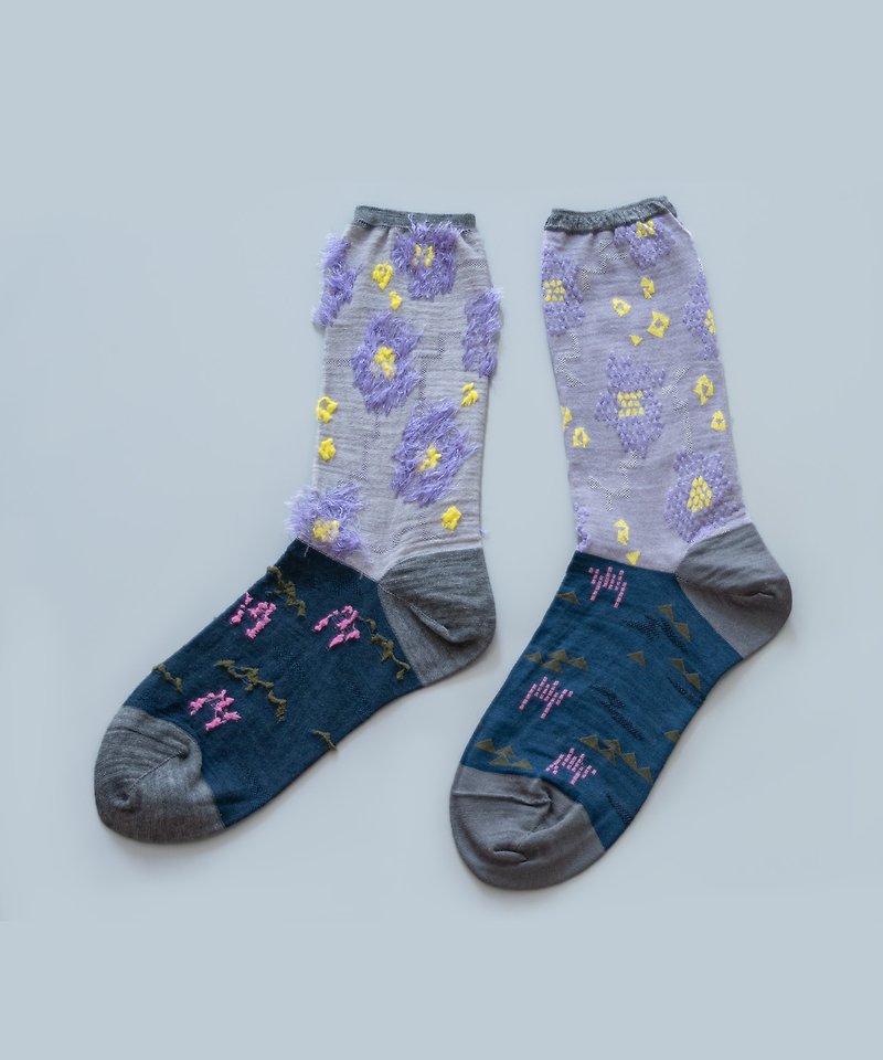 デザートローズ /  パープル(CT-21-1-N10/PU) - 襪子 - 羊毛 紫色