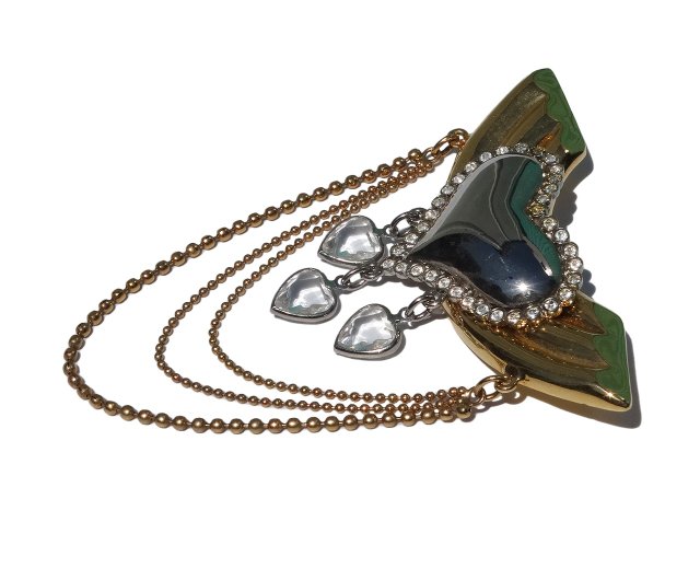 80s Vintage heart decorative chain brooch - Shop panic-art-market 