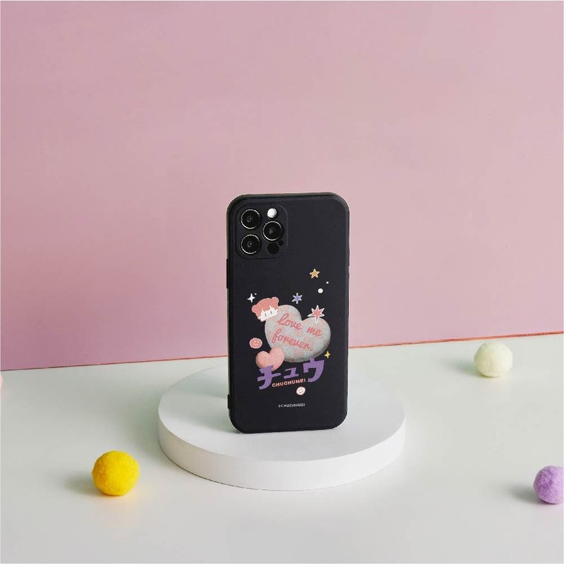 啾啾妹Love愛心純色矽膠iPhone手機殼 - 手機殼/手機套 - 矽膠 黑色