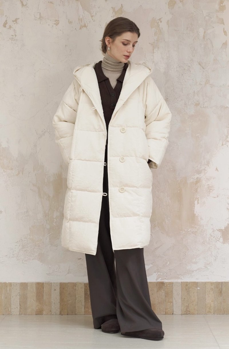 中空纖維 啞光感蓬鬆長款連帽羽絨服 - 女上衣/長袖上衣 - 其他材質 多色