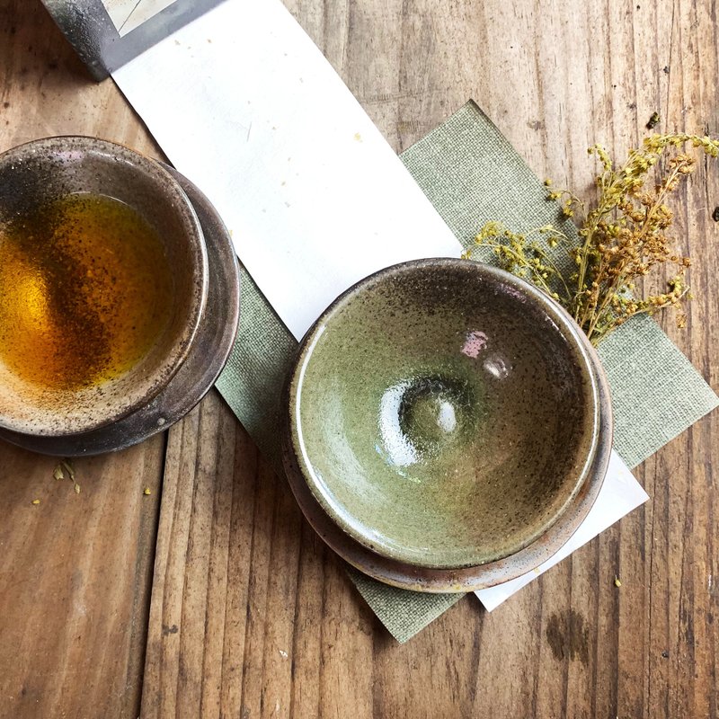 開口笠杯茶盤組 新彩燒 柴燒陶藝 手作作品 | 茶杯 禮物 茶具 - 其他杯子 - 陶 金色