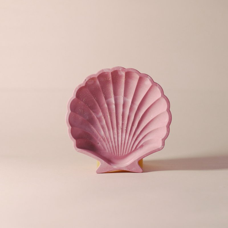 環保永續材/飾品盤 - 金箔藝術貝殼盤 - 居家收納/收納盒/儲物盒 - 環保材質 粉紅色